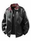 Classic men's faux leather jacket with turn-down collar, wind-resistant, cold-proof, perfect for autumn and winter style.