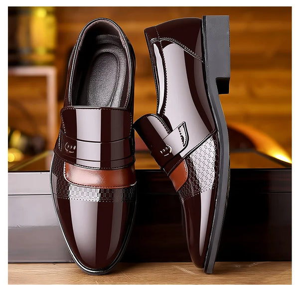 Stylish brown leather Oxford shoes with durable rubber outsole.