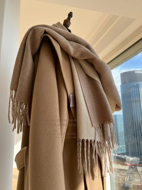 Stylish imitation cashmere scarf in classic burgundy, perfect for casual or business wear.