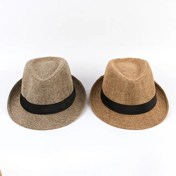 Versatile neutral fedora ideal for farmers market strolls.
