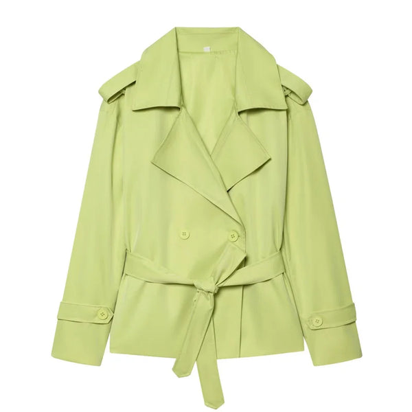 Classic double-breasted trench coat with adjustable waist belt