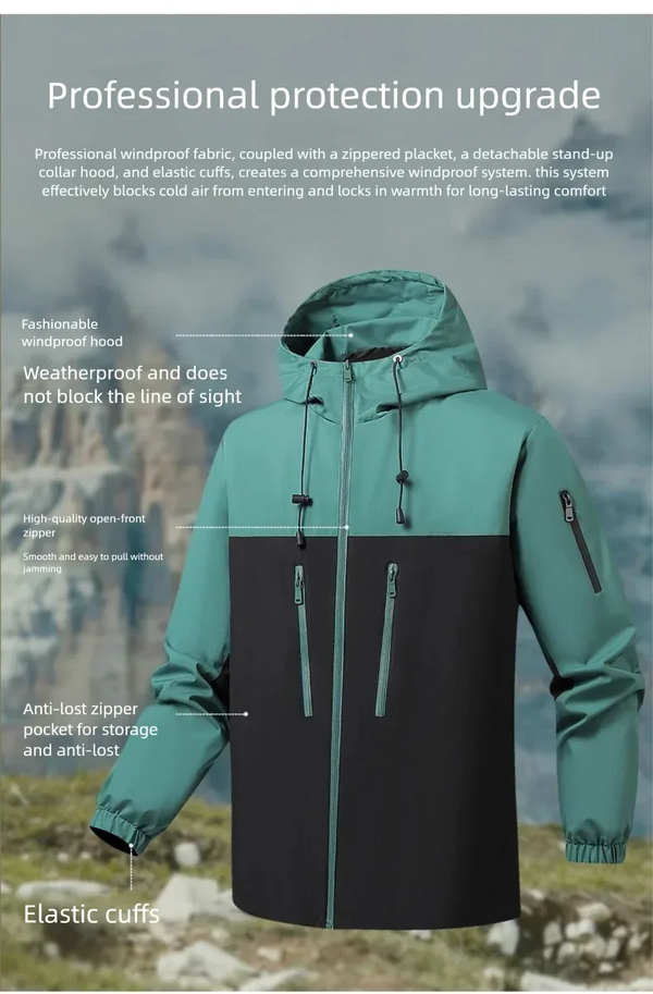 Men's waterproof hiking and urban windbreaker jacket, lightweight, oversized fit, perfect for outdoor adventures and city com