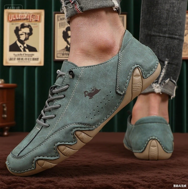 Stitched ankle boots in solid brown with cushioned comfort technology and durable outsole for active days