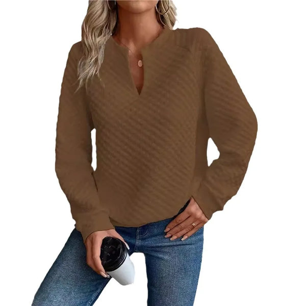 Versatile deep V-neck hoodie perfect for layering in fall and winter