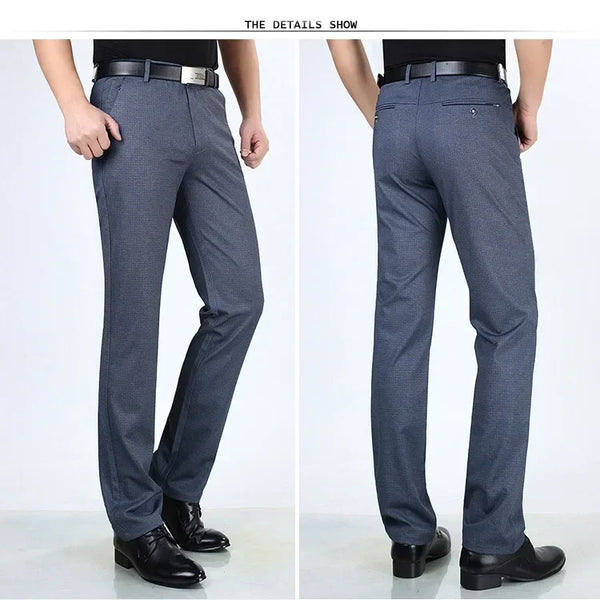 Classic men's dress pants in premium cotton, perfect for business and casual wear with a sleek straight leg design.