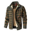 Urban winter wear: Winter's Embrace Jacket in plaid, ideal for city streets.