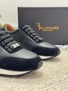 Black leather loafers with rubber sole, great for autumn.