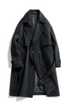 Men's military green slim fit trench coat with double-breasted closure and notched lapel, perfect for spring and autumn wear.