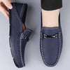 Comfortable tan leather loafers featuring cushioned insole for support.