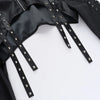 Chic cropped faux leather biker jacket for women with rivet detailing, slim fit, and zip closure for edgy style.