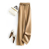 Elegant wide-leg work trousers for women in cotton blend, high waist, perfect for office wear and business casual outfits.