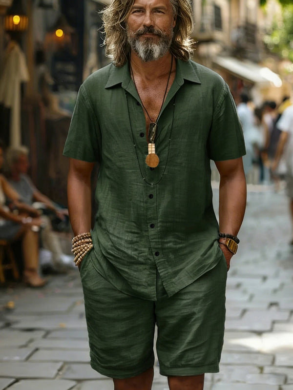 Versatile men's cotton loungewear set ideal for coastal living and warm climates