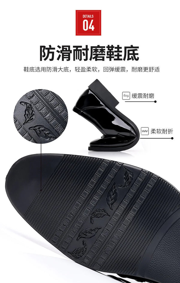 Elegant black leather Oxford shoes suitable for business meetings.