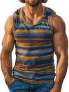 Detail shot showing dimensional 3D print texture on retro striped tank