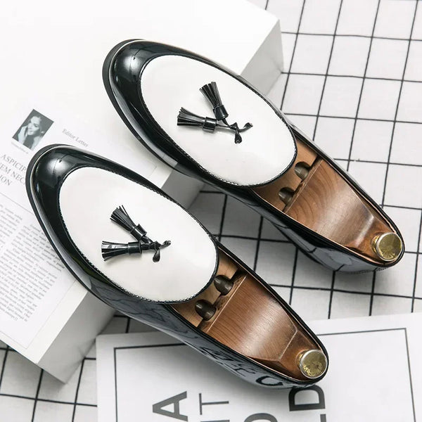 Round toe design loafers for men, perfect for weddings and formal events.