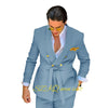 Elegant men's wedding suit featuring a double-breasted jacket and matching trousers, crafted from high-quality wool.