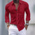 Men's business casual plaid long-sleeve shirt in soft polyester with turn-down collar, perfect for autumn and spring wear.