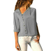Elegant long sleeve office blouse for women, double-breasted, slim fit, versatile for business attire in multiple colors.