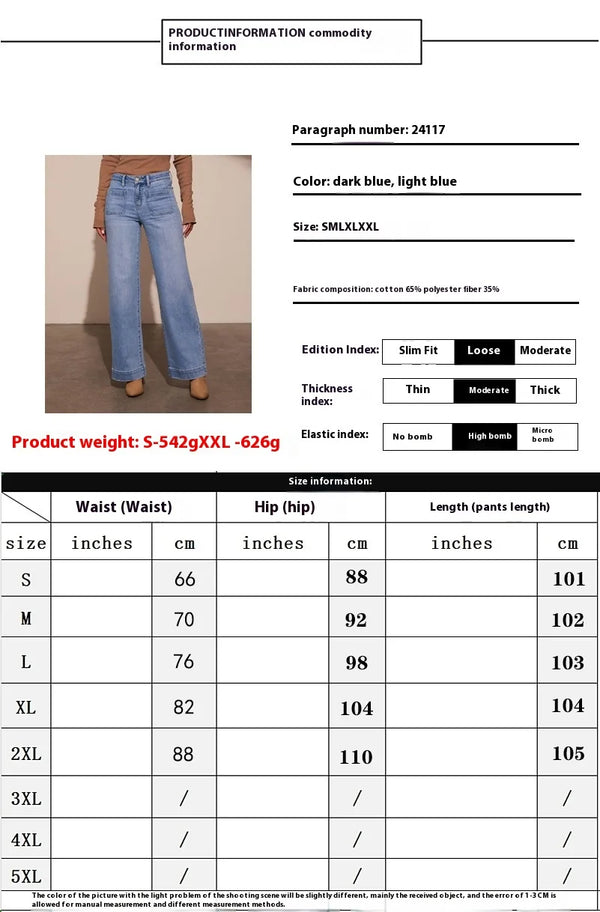 Chic high-waisted wide-leg jeans for women, featuring a relaxed fit, pockets, and subtle distressed details for edgy style.