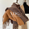 Chic women's cashmere-feel winter scarf in soft beige, perfect for layering and warmth.