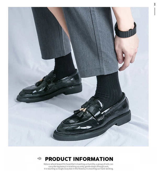 Men's formal shoes with a sleek design for weddings and business.