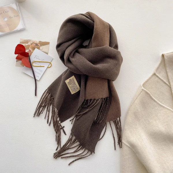 Warm imitation cashmere scarf in classic charcoal, perfect for both casual and business wear.