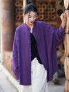 Lightweight cotton linen coat for women with elegant stand collar and natural drape