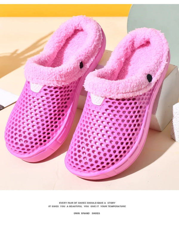 Back view of cotton clogs showing heel construction