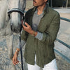 Breathable linen broadcloth shirt for men featuring oversized silhouette and classic single-breasted closure