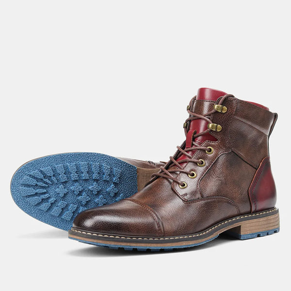 Western-style ankle boots with zip closure and genuine leather upper