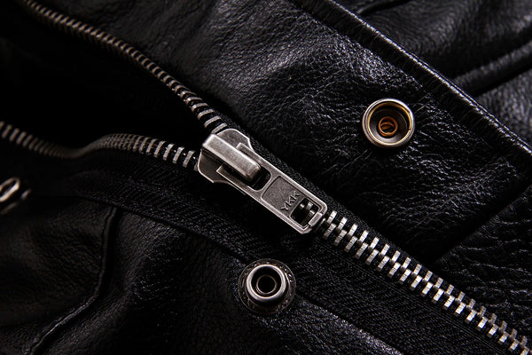 Motorcycle jacket look with Tcyeek's genuine leather design.