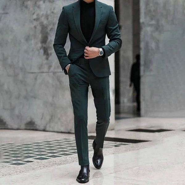 Stylish men's 2-piece suit in premium polyester and wool blend, perfect for daily wear, office, and formal events.