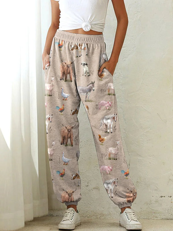 Chic high-waist joggers with 3D geometric print, pockets, and elastic drawstring for comfort and style in any season.