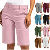 High-waisted utility shorts with cargo pockets and button front closure