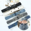 Buckle-free elastic belt in black and blue, adjustable 85-115cm, perfect for comfort and style for men and women.