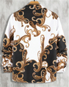 Stylish men's casual silk blend shirt in slim fit with turn-down collar and eye-catching 3D print for modern fashion.