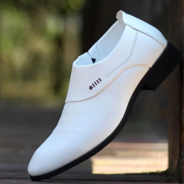 Elegant men's Italian leather dress moccasins in sleek black with round toe design.