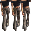 Bohemian flare leg pants for women with vibrant floral print, perfect for casual or festival wear in spring and summer.
