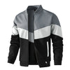 Men's Trendy Color Block Bomber Jacket in US sizes, stylish zip-up design, perfect for all-season casual wear.