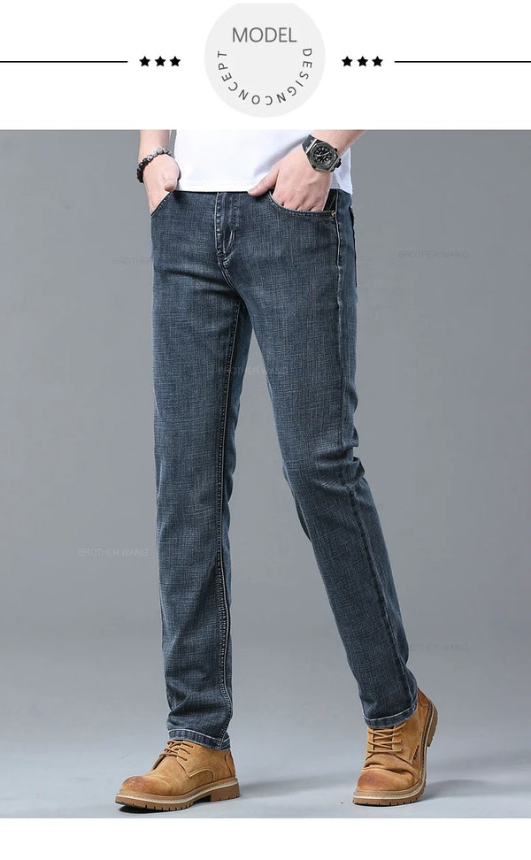 Men's slim jeans pairing well with sneakers or boots