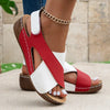 Beige peep toe wedges with cushioned insole and hook and loop fastening