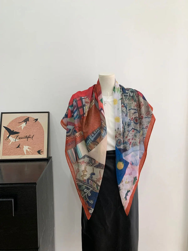 Soft polyester scarf with a stylish vintage design, perfect for any casual occasion.