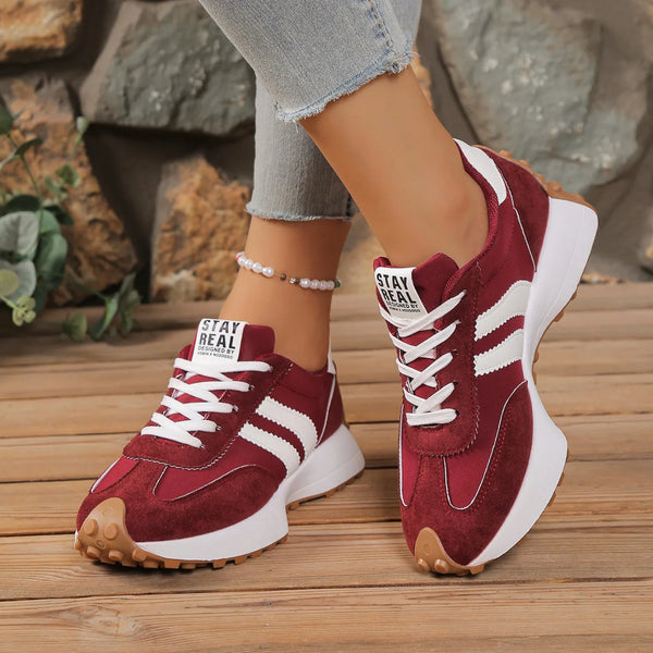 Stylish breathable sneakers with unique patchwork design for women