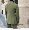 Elegant men’s 2-piece double-breasted suit set in premium polyester for autumn and winter business and formal occasions.