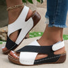 Women's casual wedge sandals with hook and loop closure and cushioned insole