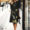 Comfortable button-down dress with sophisticated 3D dimensional print