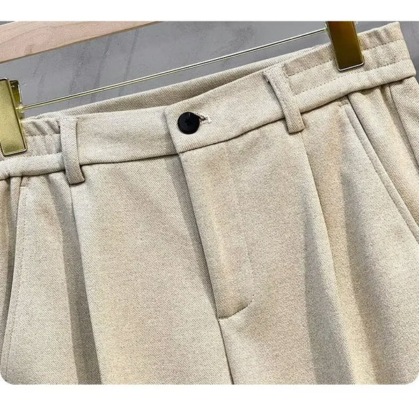 Slim-fit woolen trousers for professional and casual styling