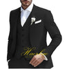 Elegant 3-piece men's suit for weddings, featuring a slim fit, single-breasted jacket, and pleated pants for formal events.