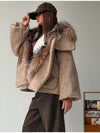 Full-length view of Cozy Rebellion oversized hooded jacket