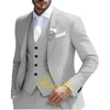 Elegant 3-piece men's suit for weddings, featuring a slim fit, single-breasted jacket, and pleated pants for formal events.